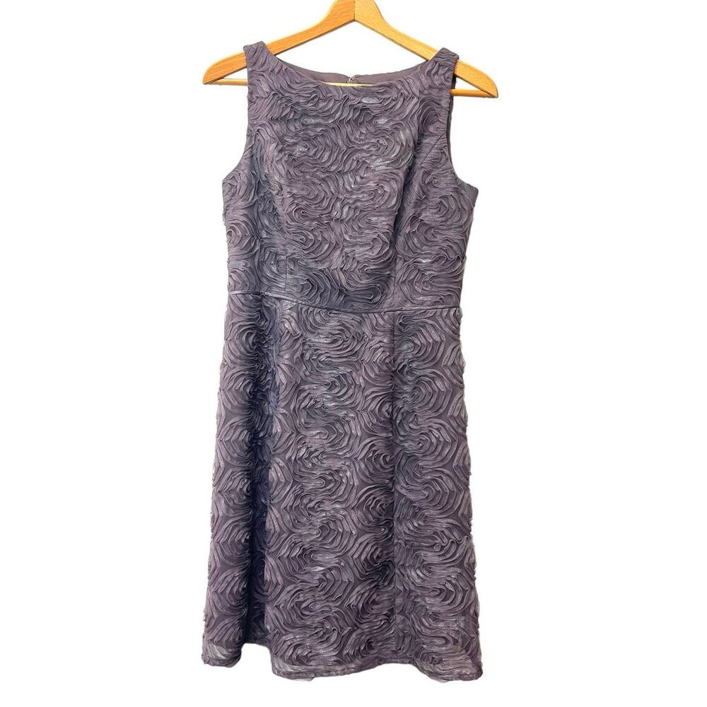 Adrianna Papell Boat Neck Sleeveless Dress Women’s Sz 10 Purple Silk Rose Lined